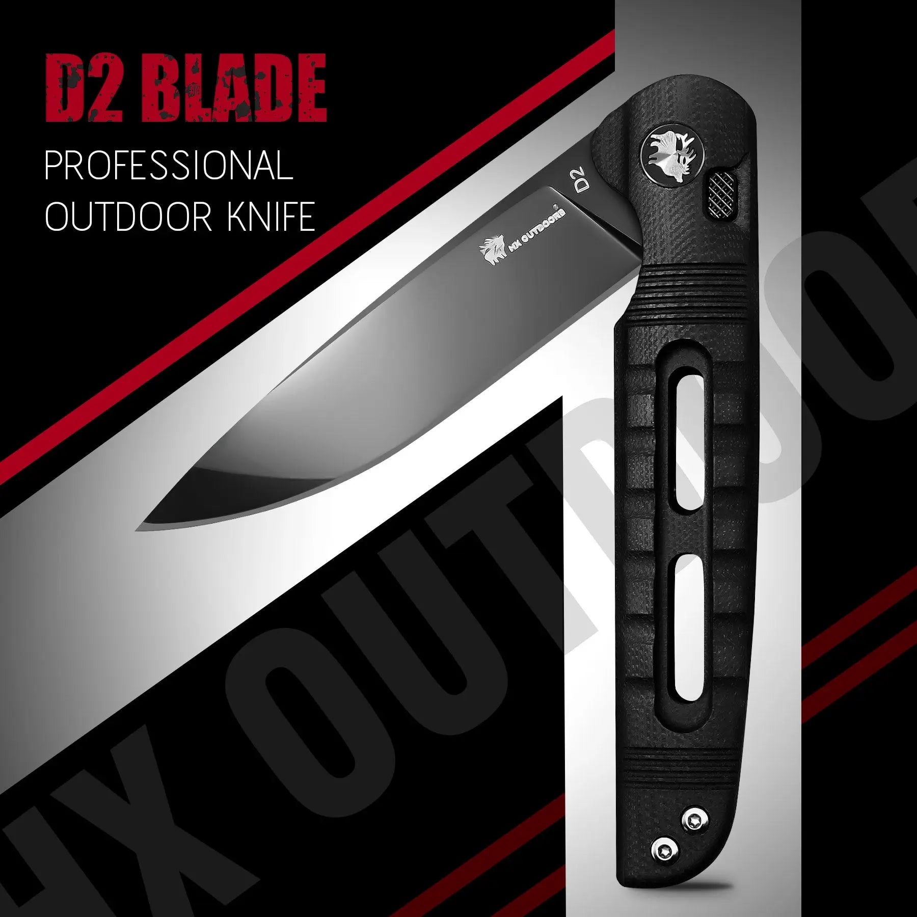 Pocket Knife HX OUTDOORS DARK MASTER 3.15" D2 G10 BUTTON LOCK Tactical Folding Knife Camping, Hunting, And Outdoors ZD-112B from HX OUTDOORS