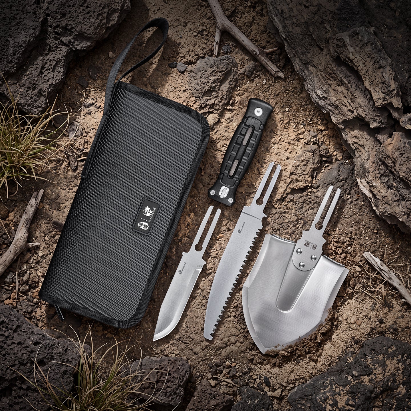 ROCK APEX Wild Trek 3-in-1 Tool Kit | 3.78" DC53 Blade | G10 Handle | HX OUTDOORS GBC-68