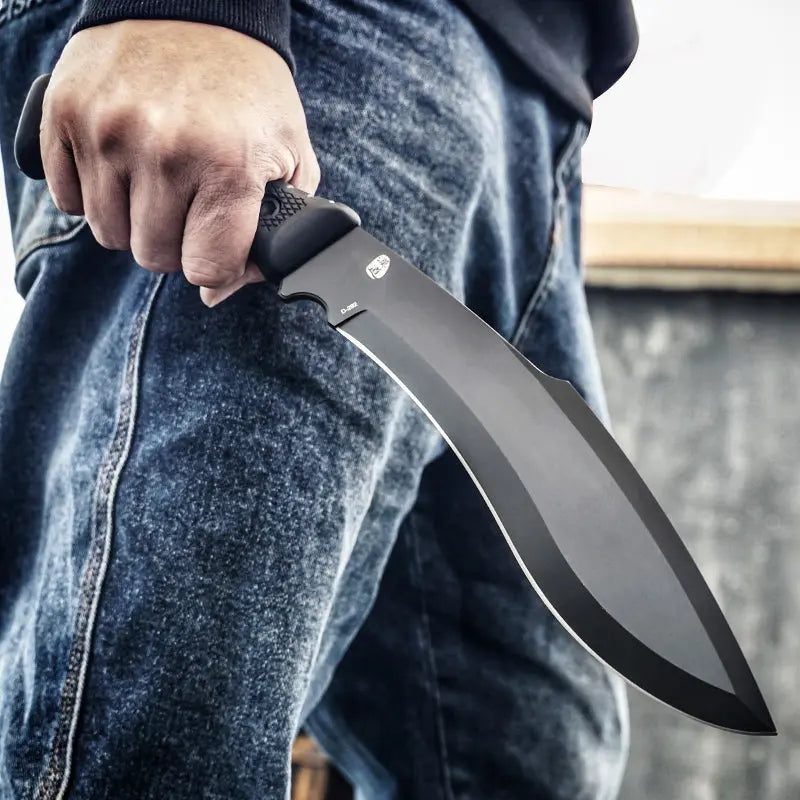 Bush Tool HX OUTDOORS 8.27" D2 Black Rubberized Handle The Mountain Bush Tool Fixed Blade Knife Wilderness Survival D-292 from HX OUTDOORS