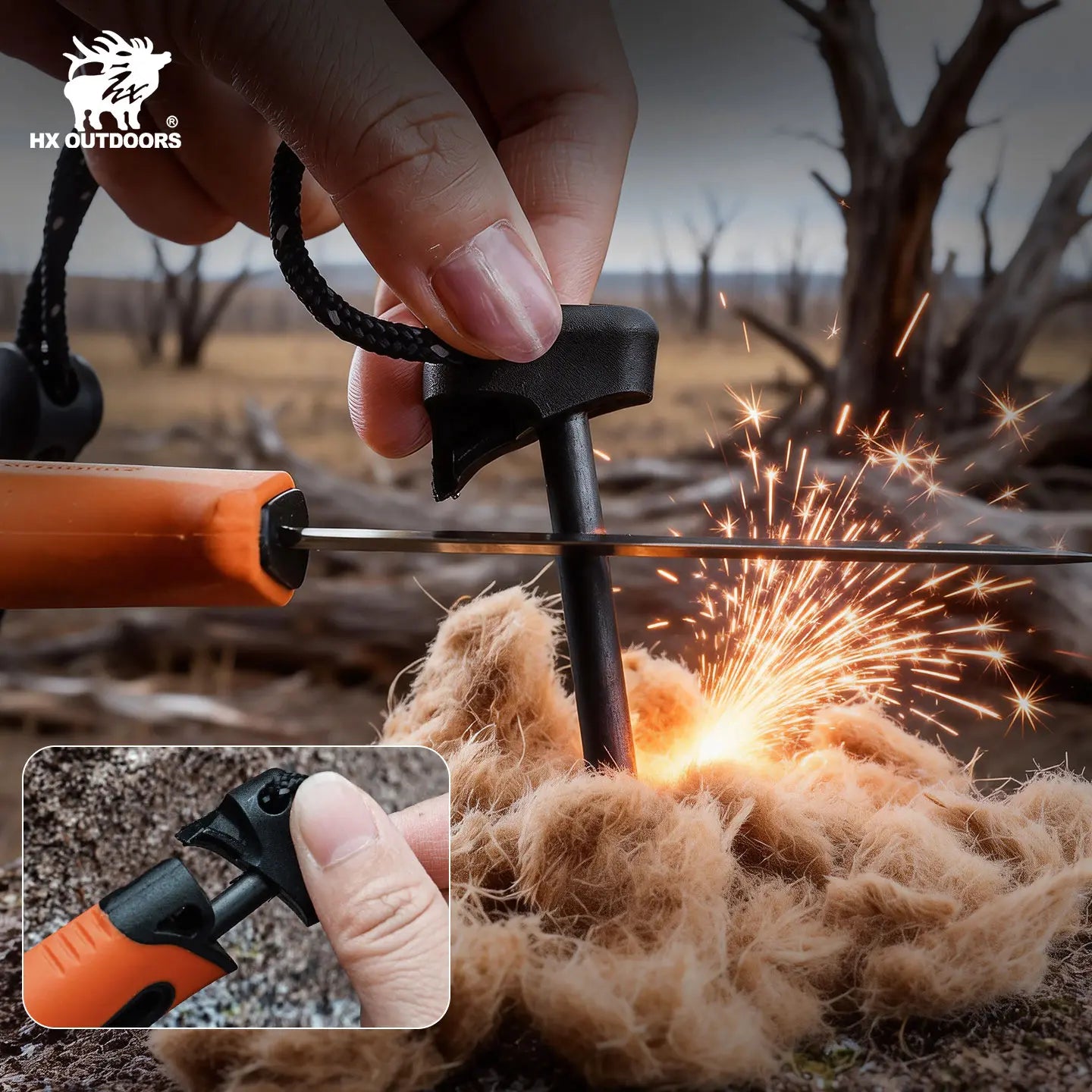 SURVIVAL MASTER 4 Fixed Blade | 3.74″ Matte Black Titanium Coating 5Cr15 Blade | Black PP & Orange TPR Handle | TD-21F