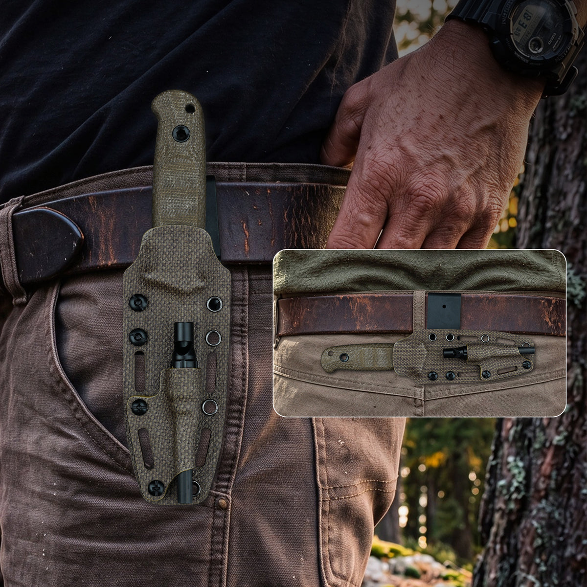 TRAILBLAZER Fixed Blade | 3.15" MagnaCut Powder Steel | Linen Handle | HX OUTDOORS D-359A