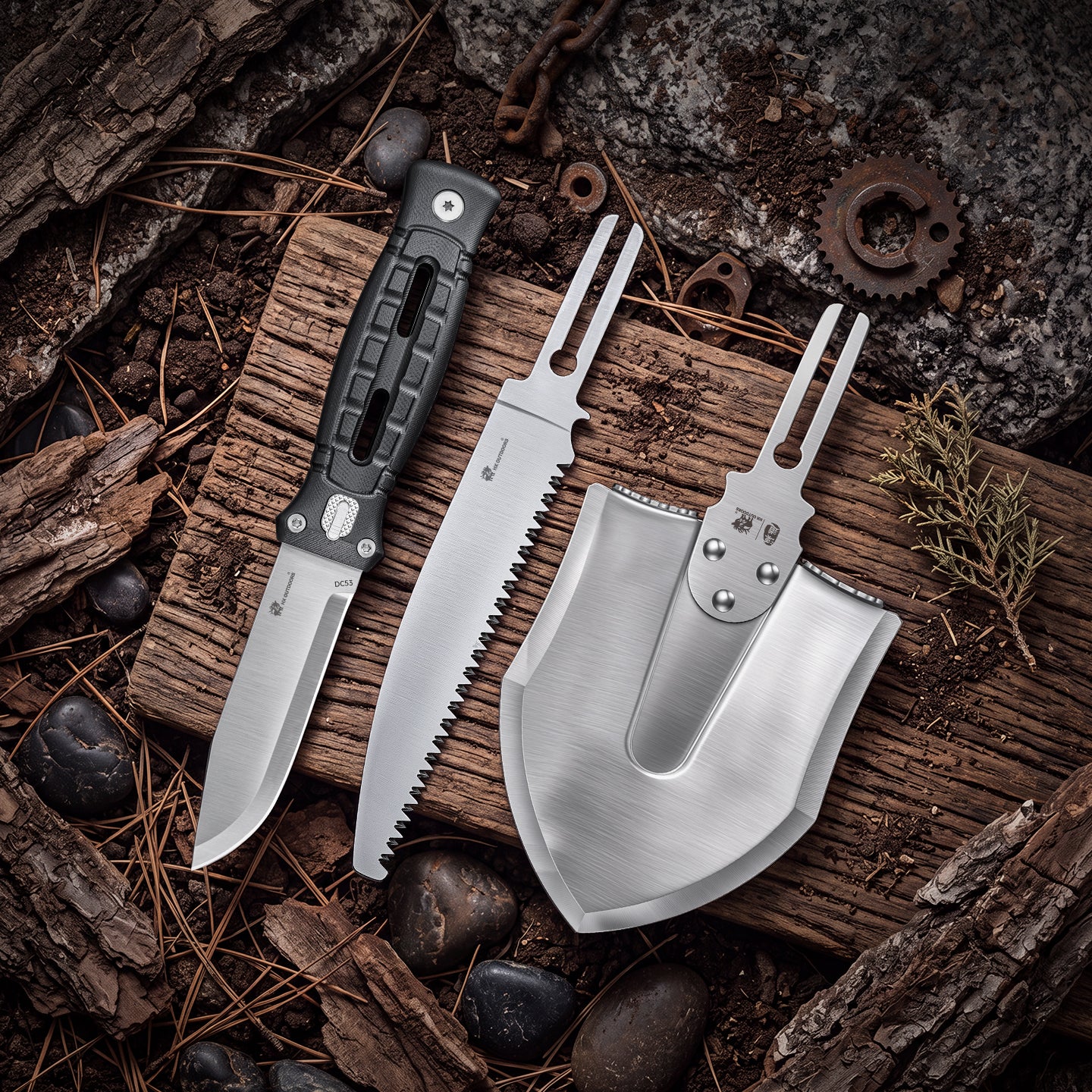 ROCK APEX Wild Trek 3-in-1 Tool Kit | 3.78" DC53 Blade | G10 Handle | HX OUTDOORS GBC-68