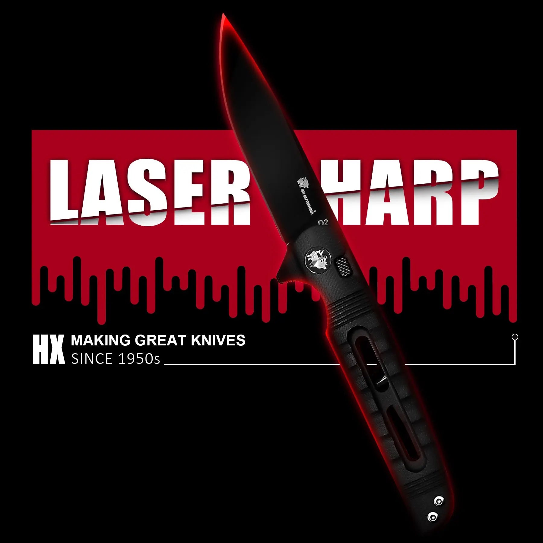 Pocket Knife HX OUTDOORS DARK MASTER 3.15" D2 G10 BUTTON LOCK Tactical Folding Knife Camping, Hunting, And Outdoors ZD-112B from HX OUTDOORS
