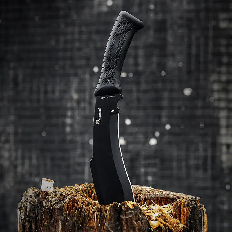 Bush Tool HX OUTDOORS 8.27" D2 Black Rubberized Handle The Mountain Bush Tool Fixed Blade Knife Wilderness Survival D-292 from HX OUTDOORS