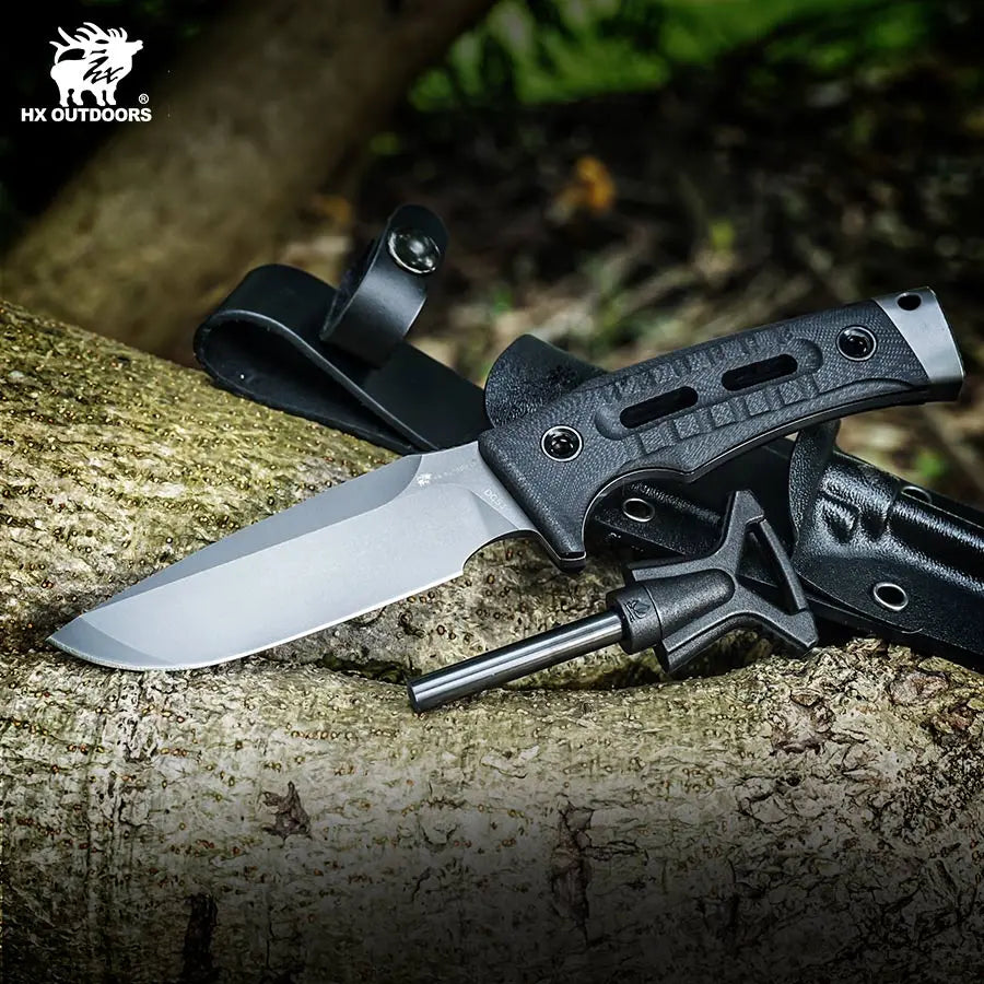 Fixed Blade HX OUTDOORS ROCK APEX 3.8" DC53 Black G10 Handle Survival Fixed Blade Knife for EDC Camping Gift TD-18 from HX OUTDOORS