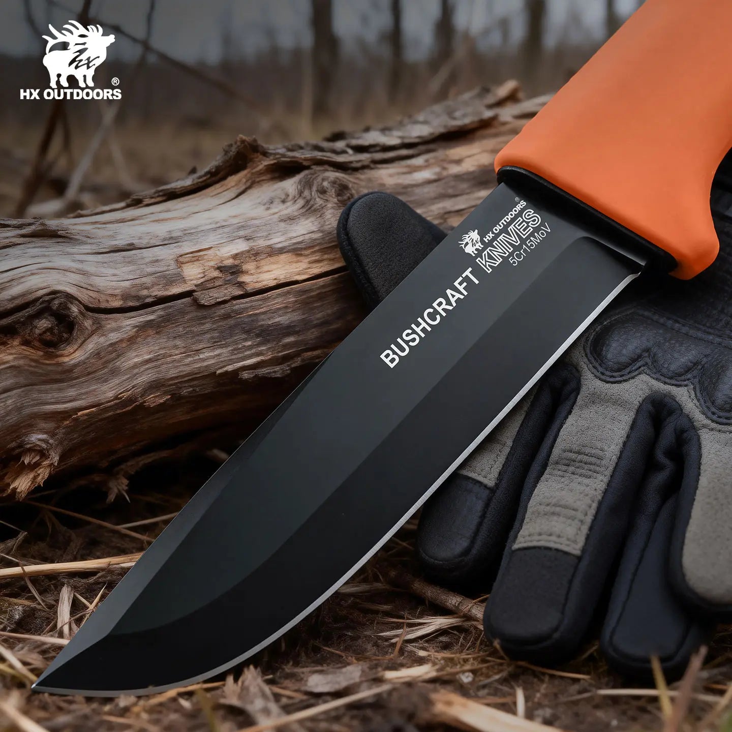 SURVIVAL MASTER 4 Fixed Blade | 3.74″ Matte Black Titanium Coating 5Cr15 Blade | Black PP & Orange TPR Handle | TD-21F