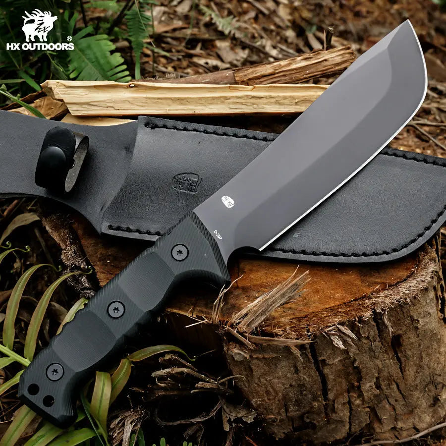 Bush Tool HX OUTDOORS 8.39" 5CR14 Black G10 Handle BLACKFLARE Bush Tool Fixed Blade Knife Survival Gear D-297 from HX OUTDOORS
