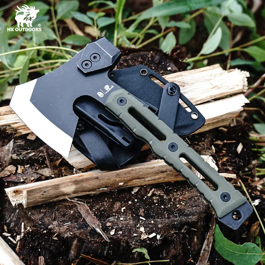 Camping Hatchet HX OUTDOORS 8.9" 5CR14 Green G10 Mini Warfire Demolition Best Tatical Axe Camping Survival FT-15mini from HX OUTDOORS