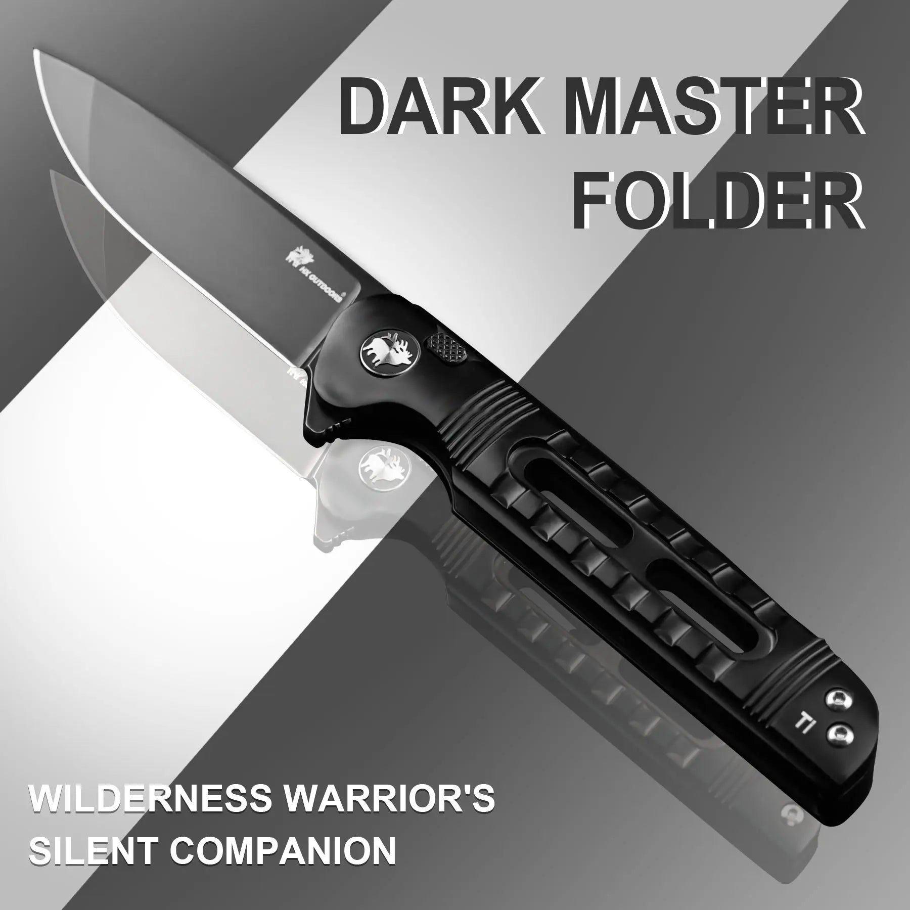 Pocket Knife HX OUTDOORS DARK MASTER 3.15" D2 BUTTON LOCK Titanium alloy Tactical Folding Knife Camping, Hunting, And Outdoors ZD-112A from HX OUTDOORS