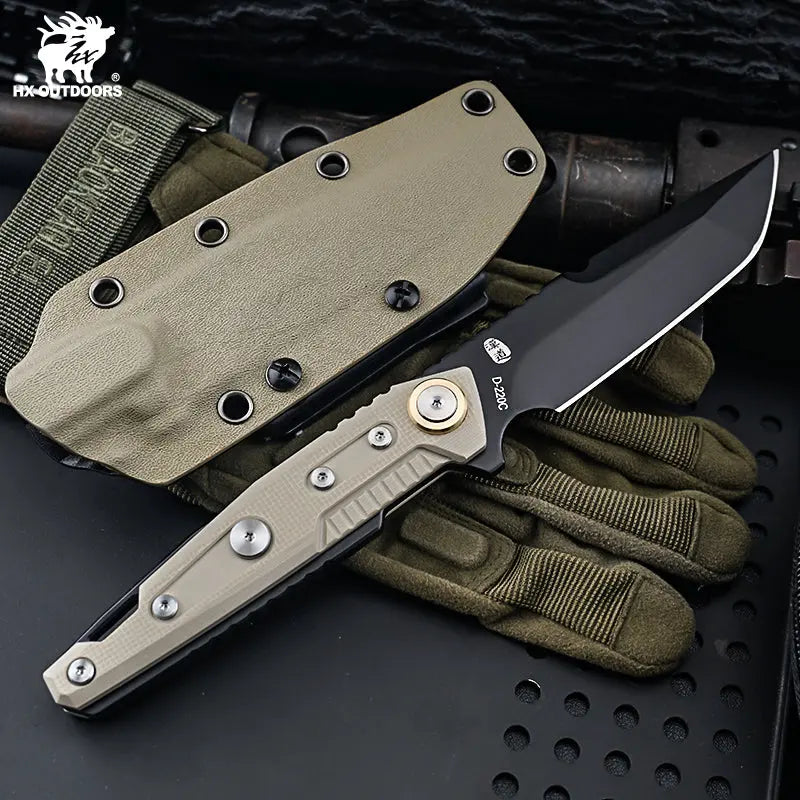 Fixed Blade HX OUTDOORS 3.86" DC53 Brown G10 Handle MECHTITAN Fixed Blade Knife Sharp Camping Survival Hiking Knives D-220C from HX OUTDOORS