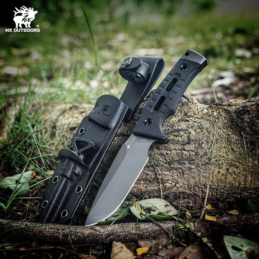 Fixed Blade HX OUTDOORS ROCK APEX 3.8" DC53 Black G10 Handle Survival Fixed Blade Knife for EDC Camping Gift TD-18 from HX OUTDOORS