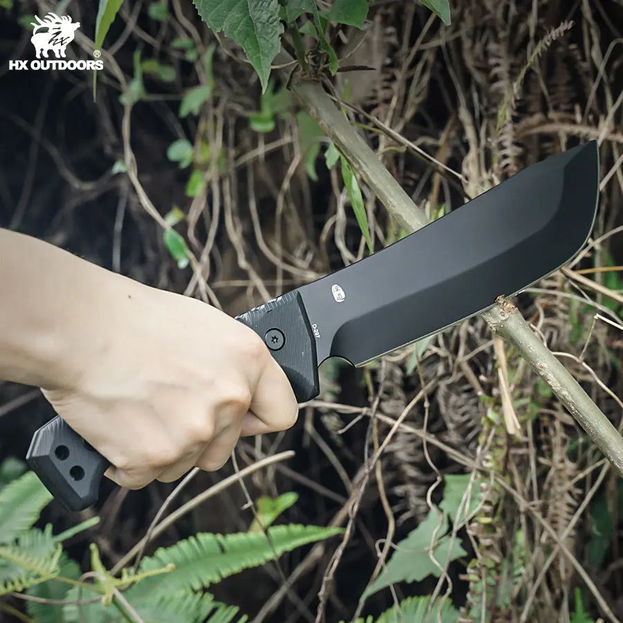 Bush Tool HX OUTDOORS 8.39" 5CR14 Black G10 Handle BLACKFLARE Bush Tool Fixed Blade Knife Survival Gear D-297 from HX OUTDOORS