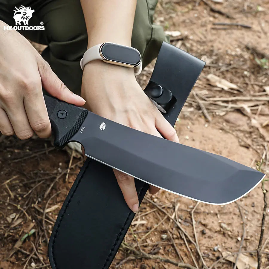 Bush Tool HX OUTDOORS 8.39" 5CR14 Black G10 Handle BLACKFLARE Bush Tool Fixed Blade Knife Survival Gear D-297 from HX OUTDOORS