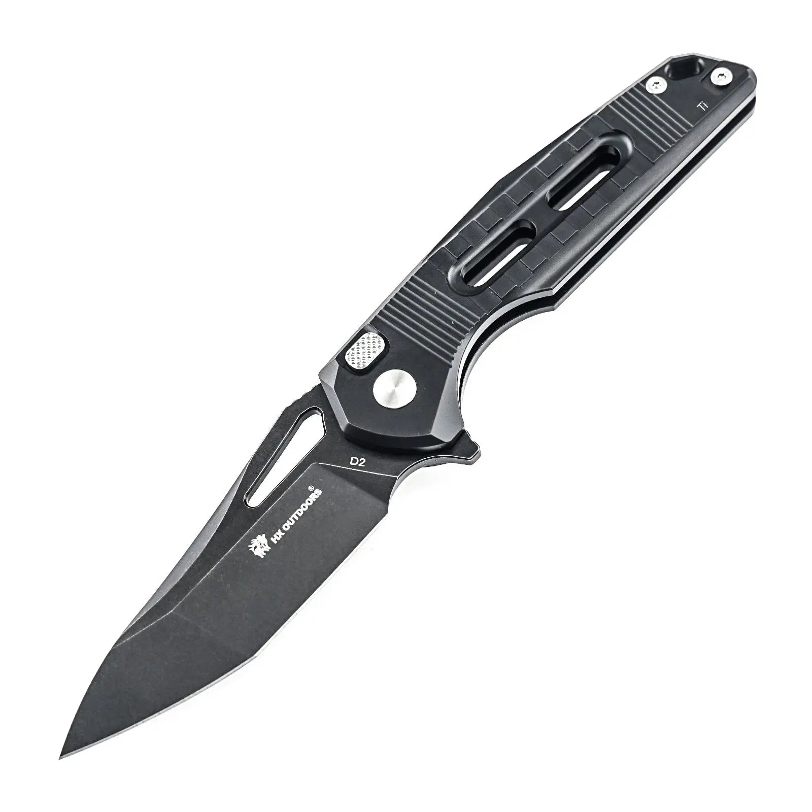 Pocket Knife HX OUTDOORS REINFORCED ROCK ONYX 2.87" D2 BUTTON LOCK Titanium alloy Tactical Folding Knife Camping, Hunting, And Outdoors ZD-104C-S from HX OUTDOORS