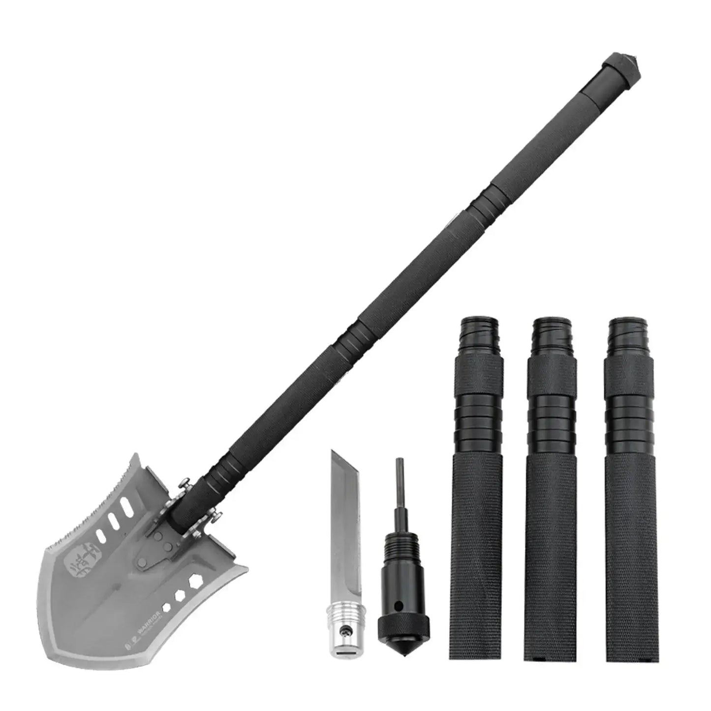 Shovel HX OUTDOORS VALIANTOR Shovel Kit w/ Hoe, Saw, Knife, Bottle Opener, Fire Starter Aluminum Alloy Handle (37.24" 440 Stainless Steel Head) GBC-46 from HX OUTDOORS