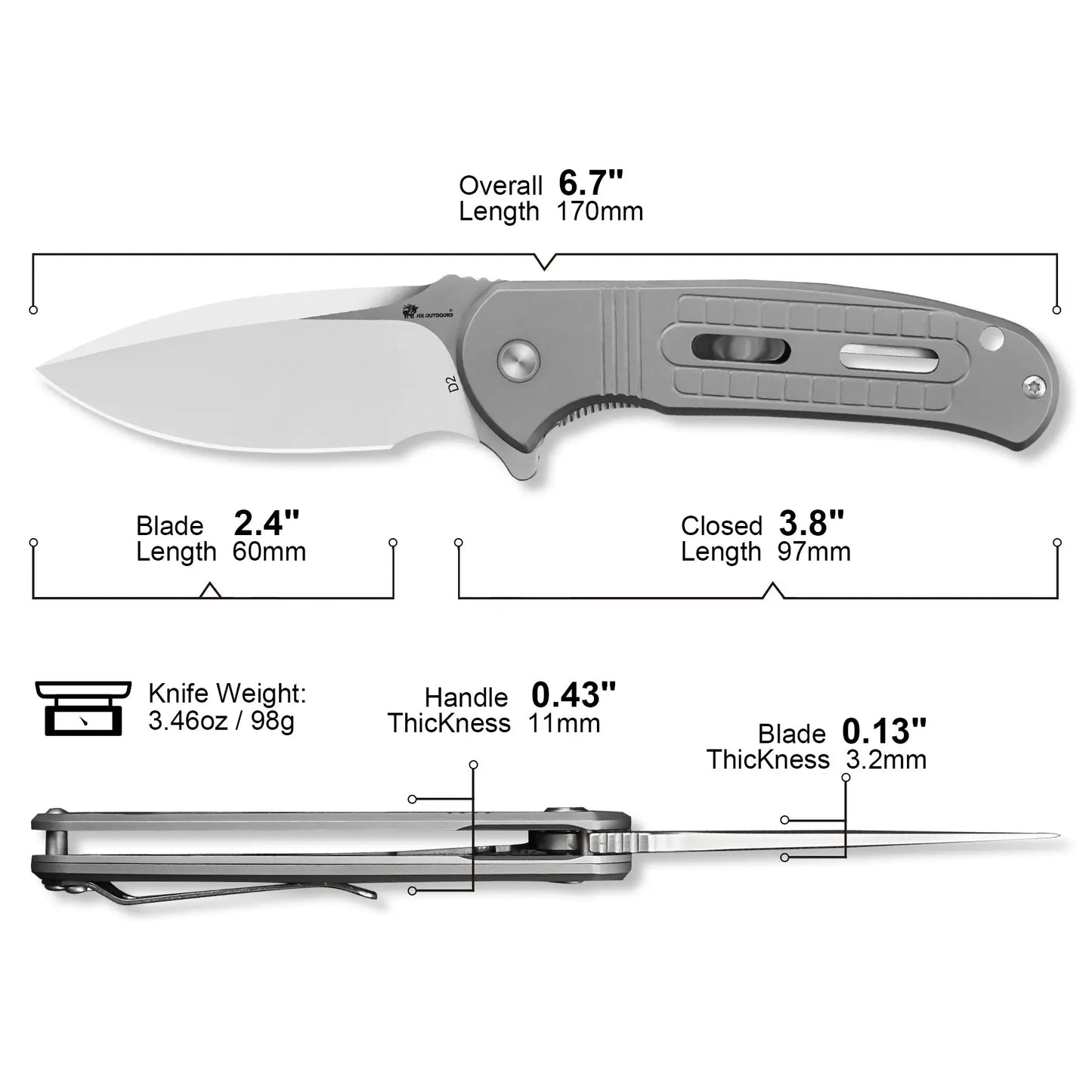 Pocket Knife HX OUTDOORS  ROCK SAPPHIRE 2.4