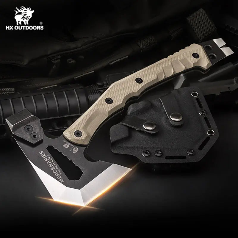 Camping Hatchet HX OUTDOORS M.E. 13" Bushcraft Full-Tang Tatical Battle Axe For Survival Outdoor Adventures | 440 Stainless Steel & Non-Slip G10 Handle | FT-02 from HX OUTDOORS