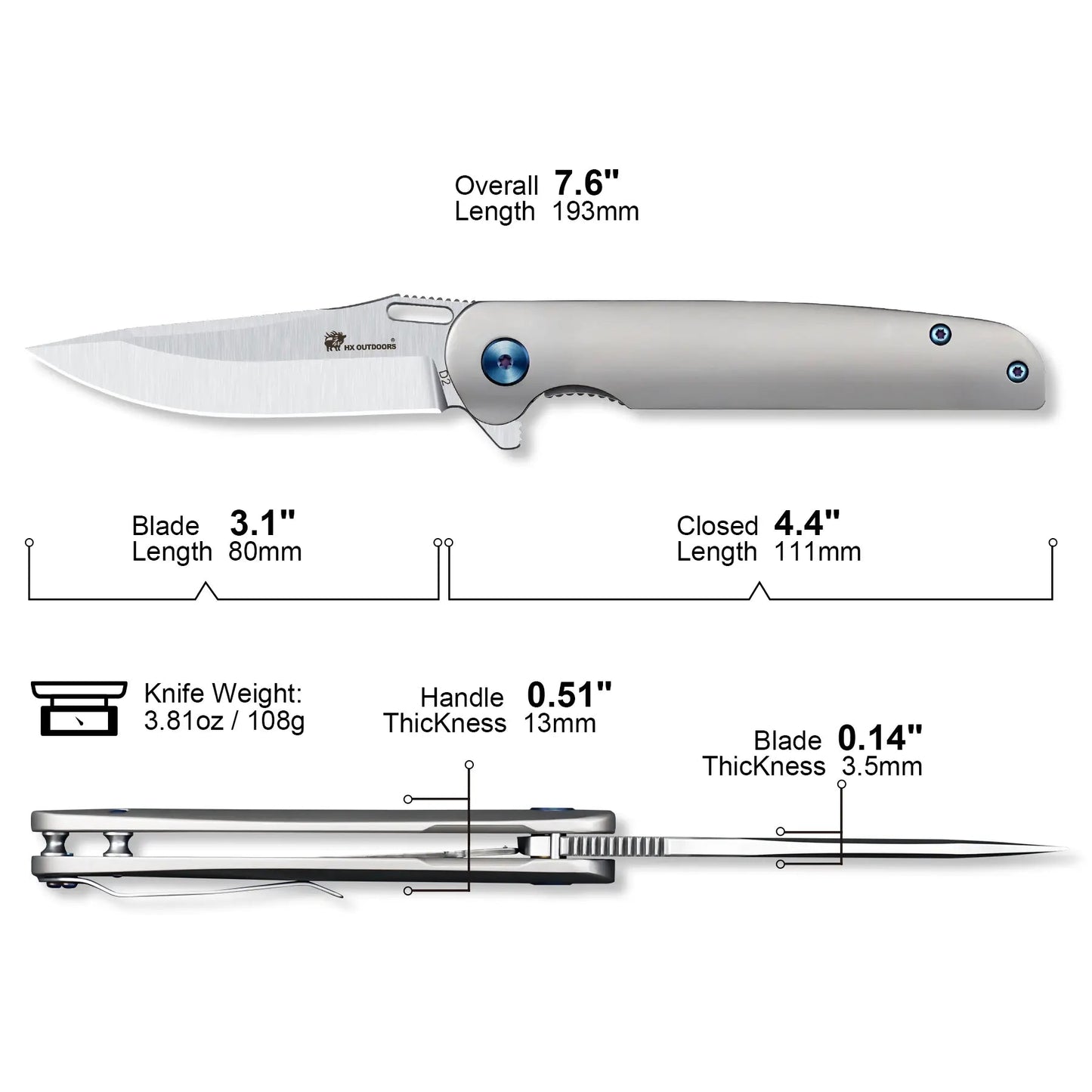 HX OUTDOORS VULCAN | Pocket Knife | Liner Lock | 3.1