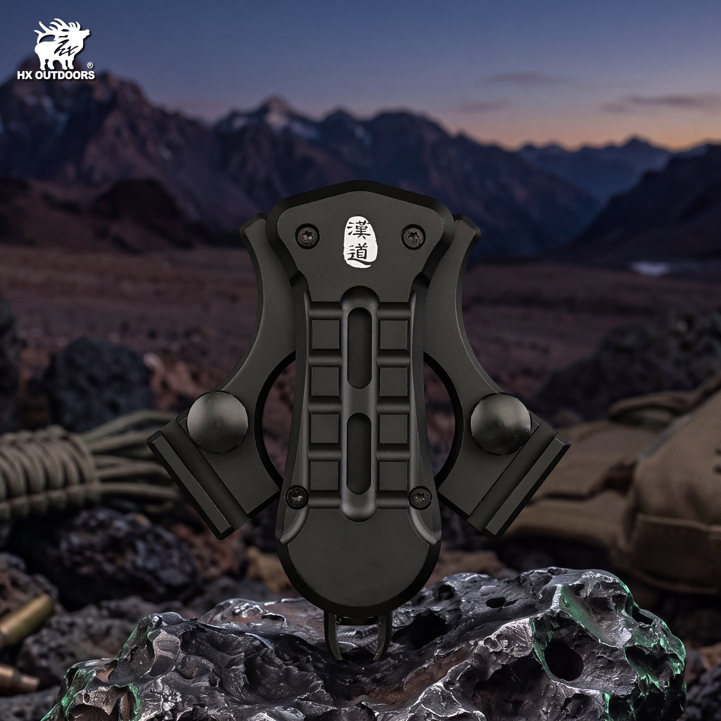 ACCURION Folding Slingshot | 4.33" Overall Length | Black Aluminum | HX OUTDOORS EDC-112B