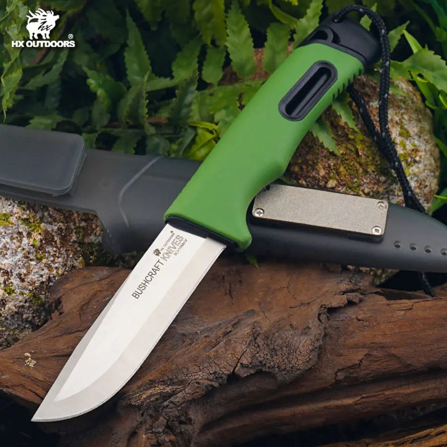 Fixed Blade HX OUTDOORS 3.74" 5Cr15  Black PP+TPR Green Handle SURVIVAL Master Fixed Blade Knife Outdoor Camping Survival Hunting TD-21A from HX OUTDOORS