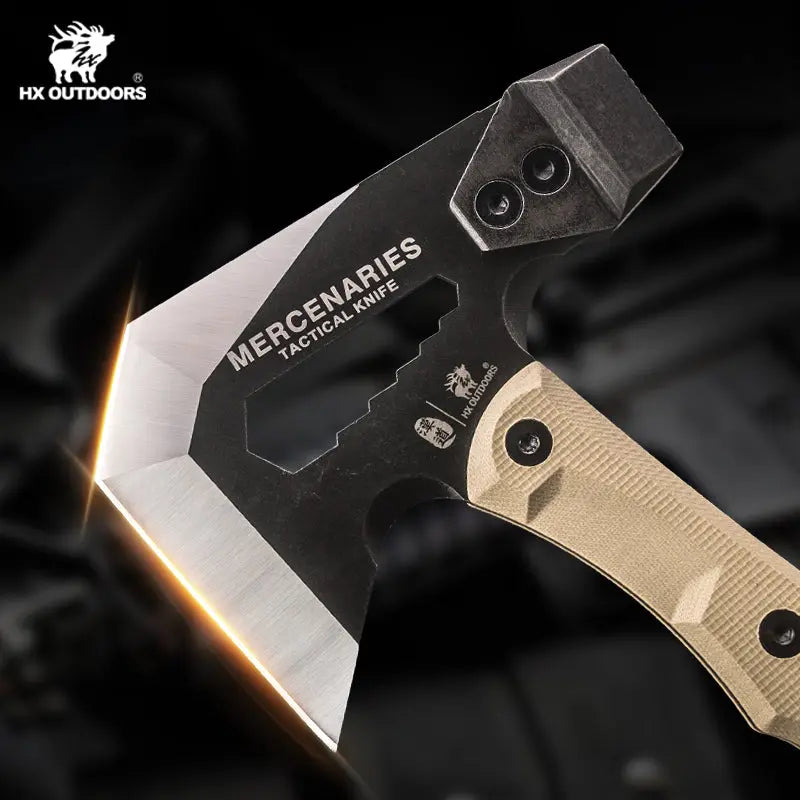 Camping Hatchet HX OUTDOORS M.E. 13" Bushcraft Full-Tang Tatical Battle Axe For Survival Outdoor Adventures | 440 Stainless Steel & Non-Slip G10 Handle | FT-02 from HX OUTDOORS