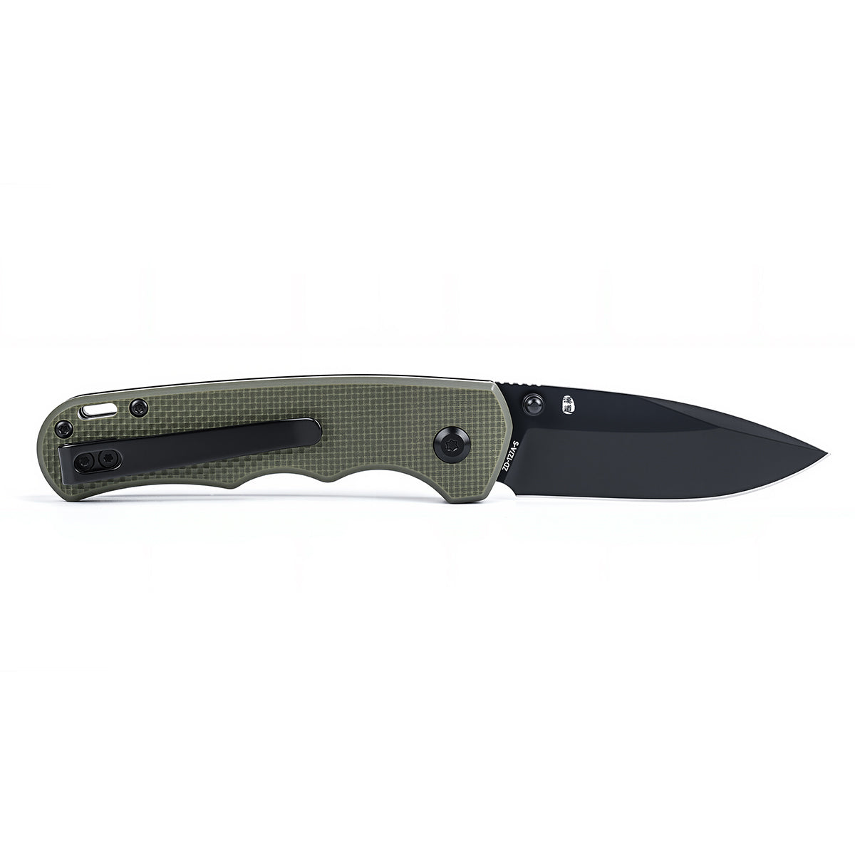 SCOUT | Pocket Knife | Button Lock | 2.68" 14C28N Black Blade | Military Green G10 Handle | HX OUTDOORS ZD-127A-S