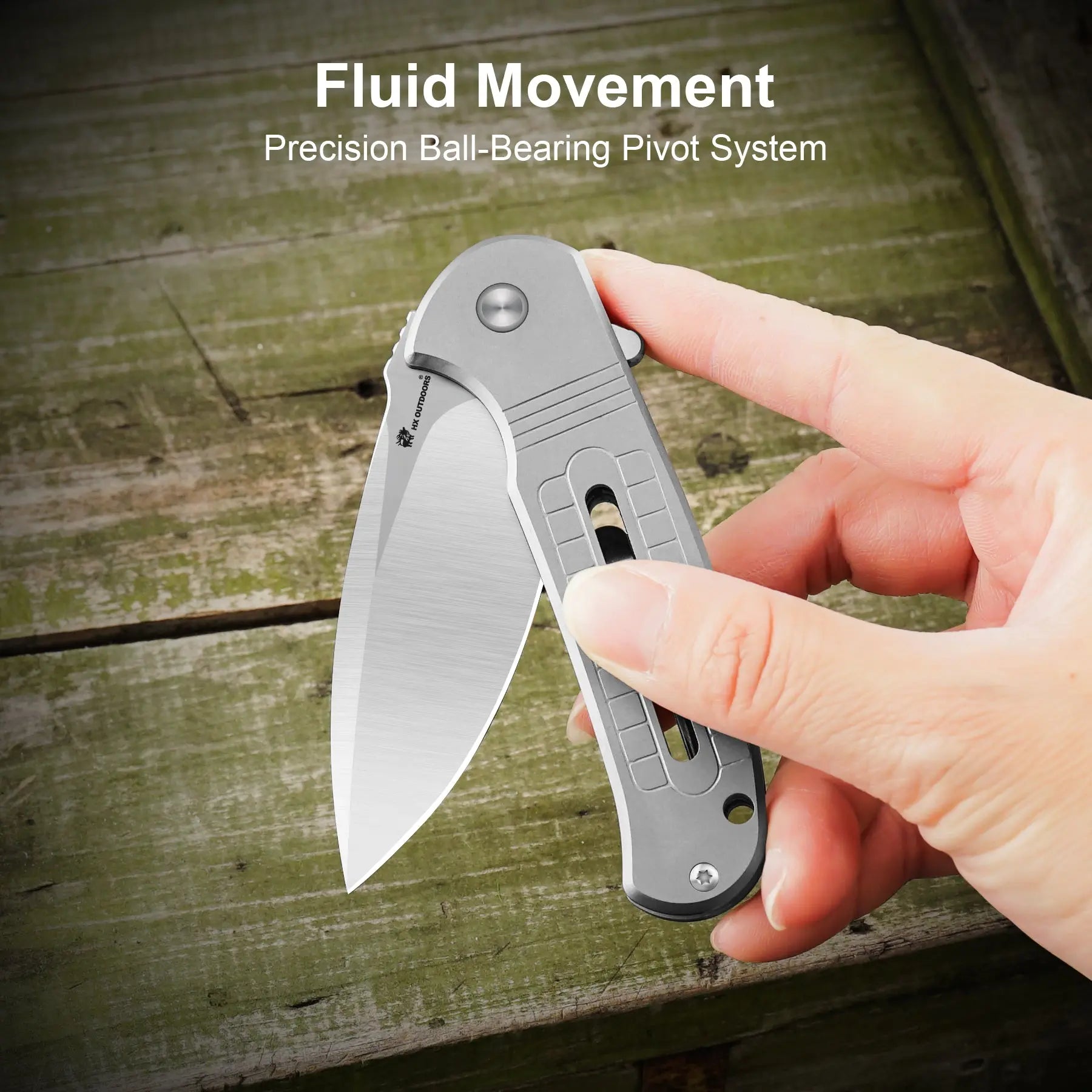 Pocket Knife HX OUTDOORS ROCK SAPPHIRE 2.4" D2 TITANIUM Drop Point Pocket Knife Camping Outdoor ZD-113S from HX OUTDOORS
