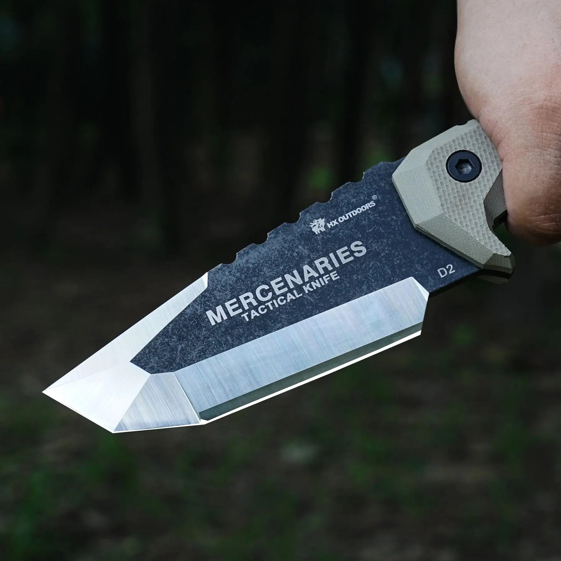 Fixed Blade HX OUTDOORS 3.54" D2 Brown G10 Handle Mercenary Tanto Full Tang Fixed Blade Knife for Camping Hunting Adventure Survival and EDC Tool Gifts D-165 from HX OUTDOORS