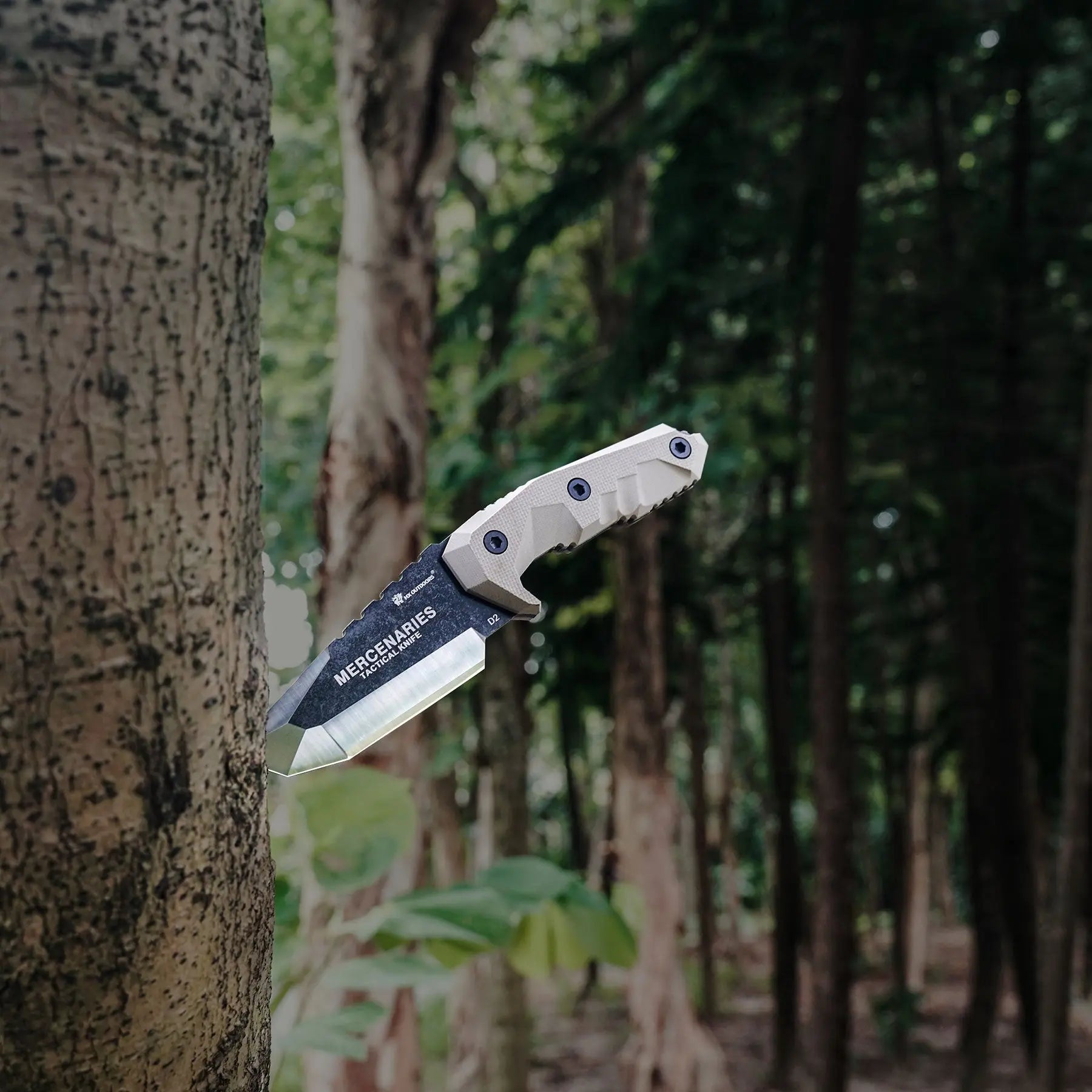 Fixed Blade HX OUTDOORS 3.54" D2 Brown G10 Handle Mercenary Tanto Full Tang Fixed Blade Knife for Camping Hunting Adventure Survival and EDC Tool Gifts D-165 from HX OUTDOORS