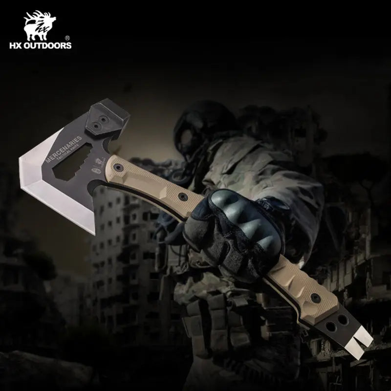 Camping Hatchet HX OUTDOORS M.E. 13" Bushcraft Full-Tang Tatical Battle Axe For Survival Outdoor Adventures | 440 Stainless Steel & Non-Slip G10 Handle | FT-02 from HX OUTDOORS