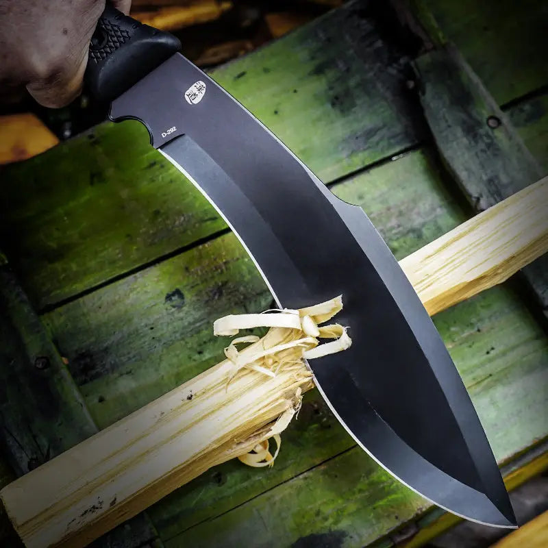 Bush Tool HX OUTDOORS 8.27" D2 Black Rubberized Handle The Mountain Bush Tool Fixed Blade Knife Wilderness Survival D-292 from HX OUTDOORS