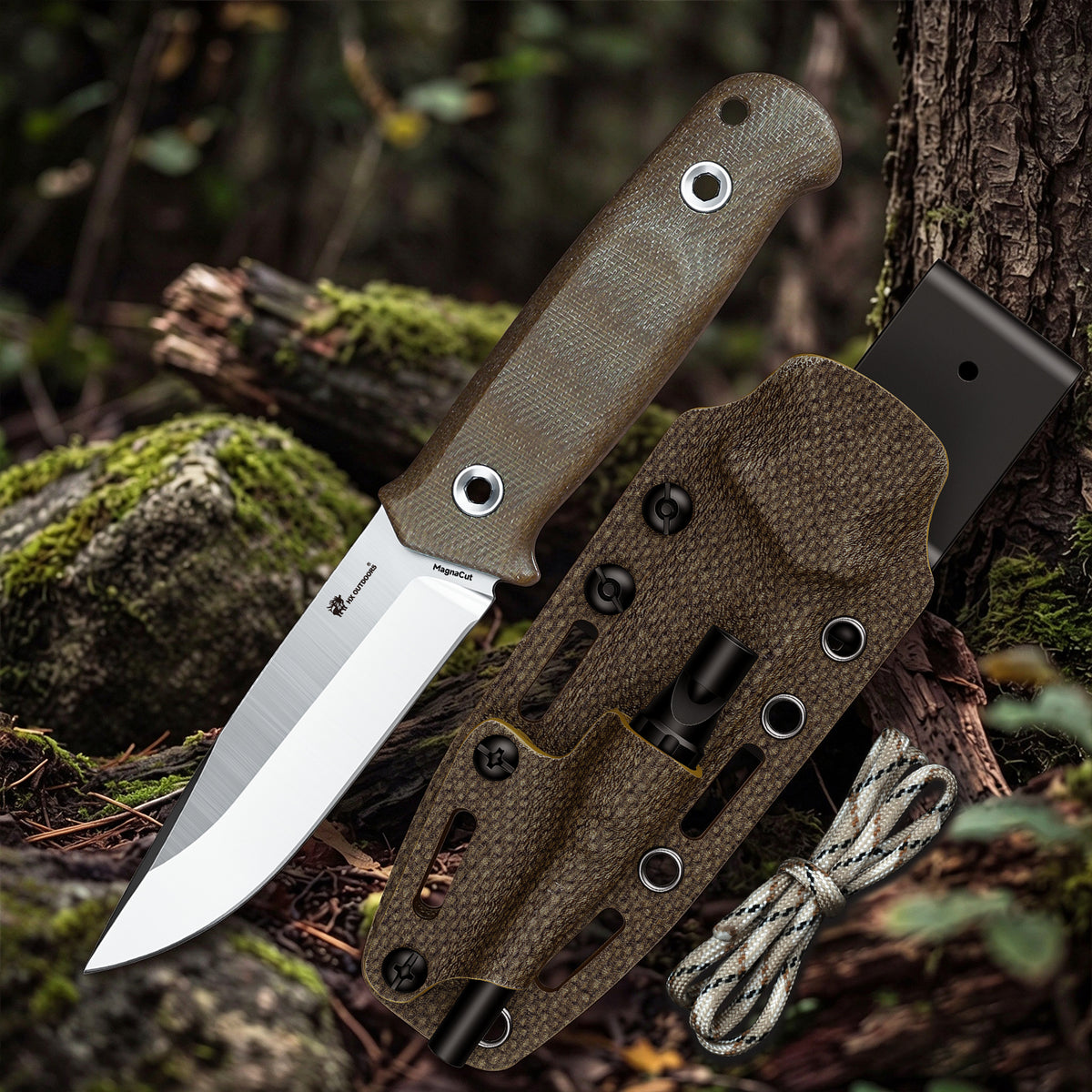 TRAILBLAZER Fixed Blade | 3.15" MagnaCut Powder Steel | Linen Handle | HX OUTDOORS D-359A