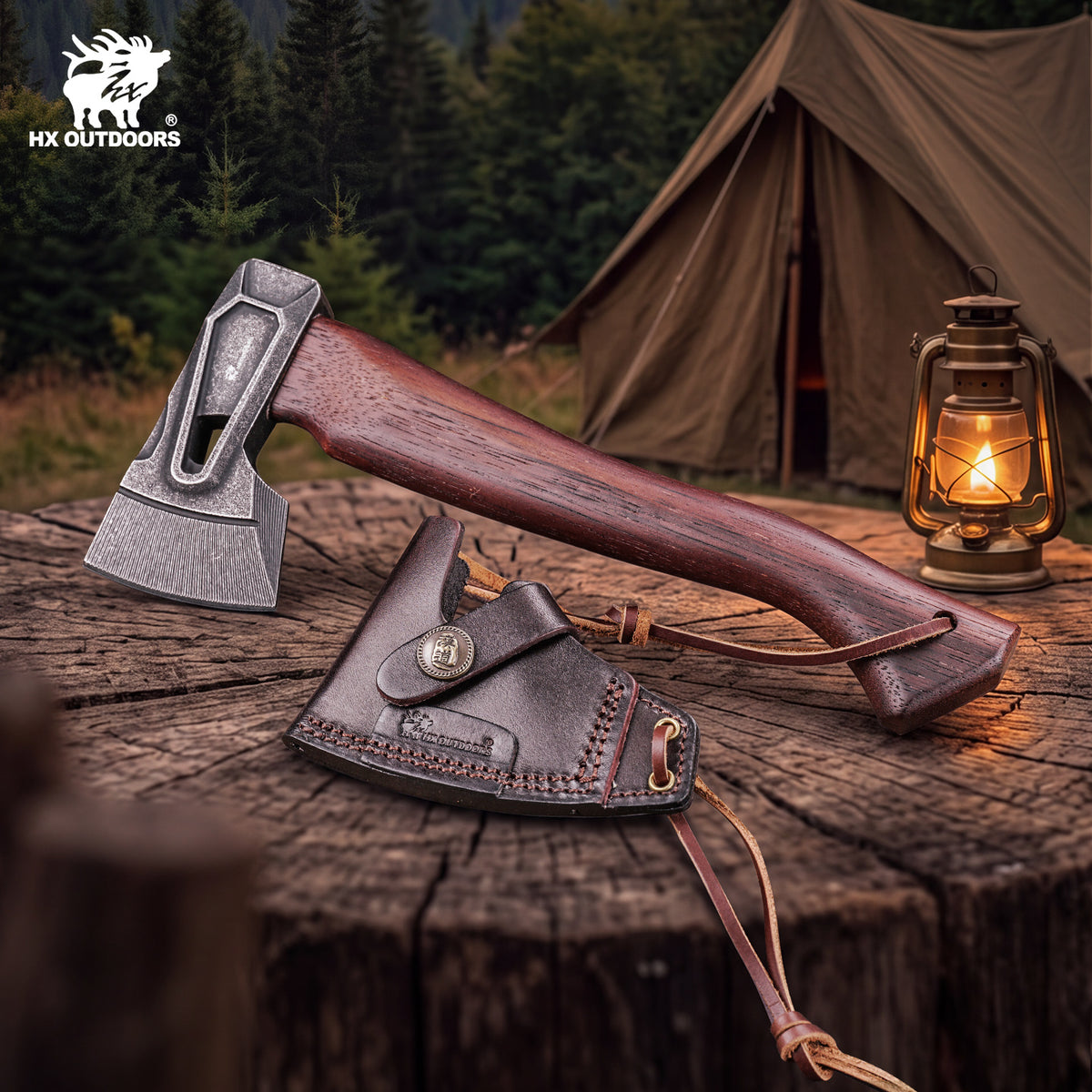 PATROL Camp Hatchet | 12.01" Overall Length | 420 Stainless Steel Head | Padauk Wood Handle | HX OUTDOORS FT-21