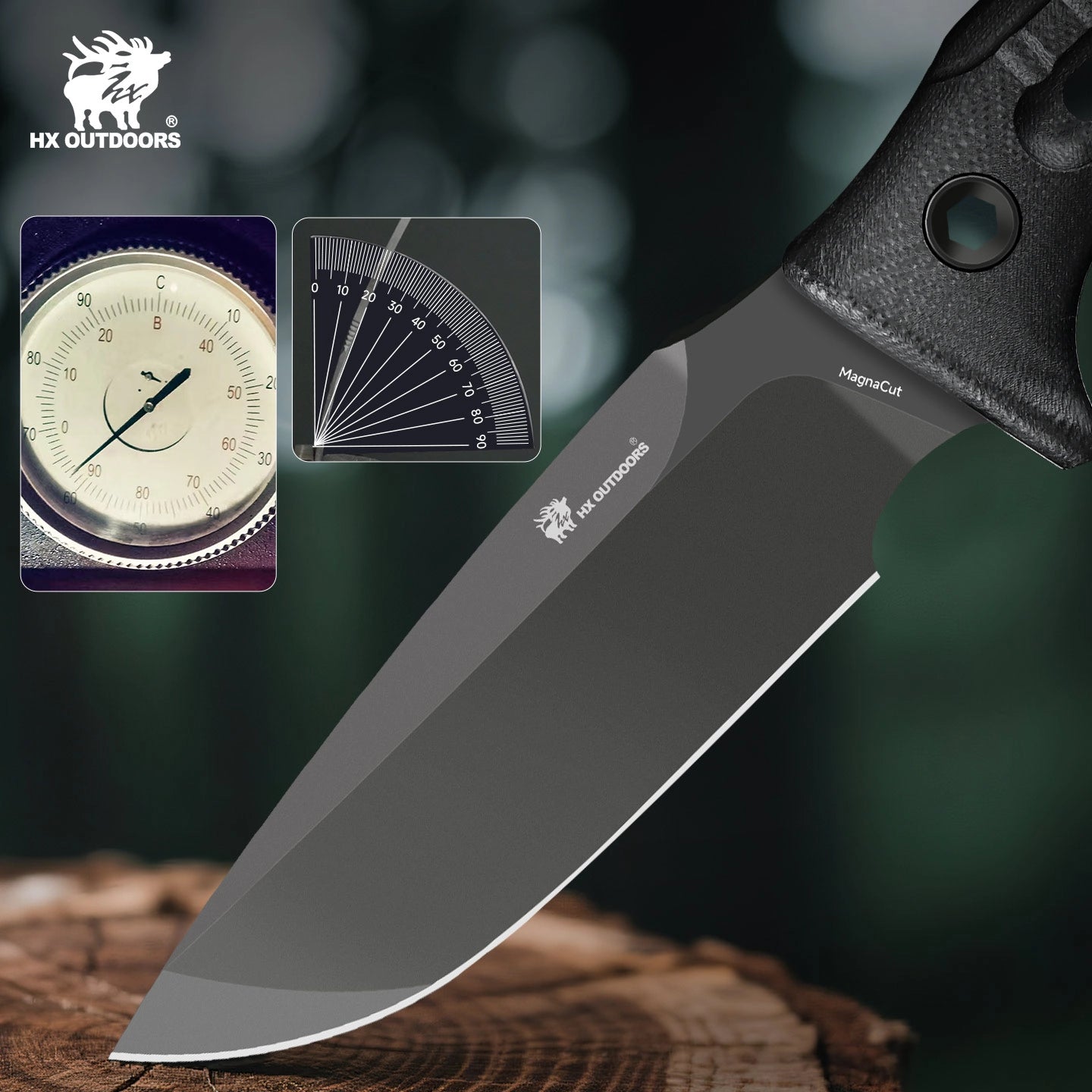 ROCK APEX MagnaCut Edition Fixed Blade | 3.7" DLC‑Coated Magnacut Blade | Black G10 Handle | HX OUTDOORS TD-24A