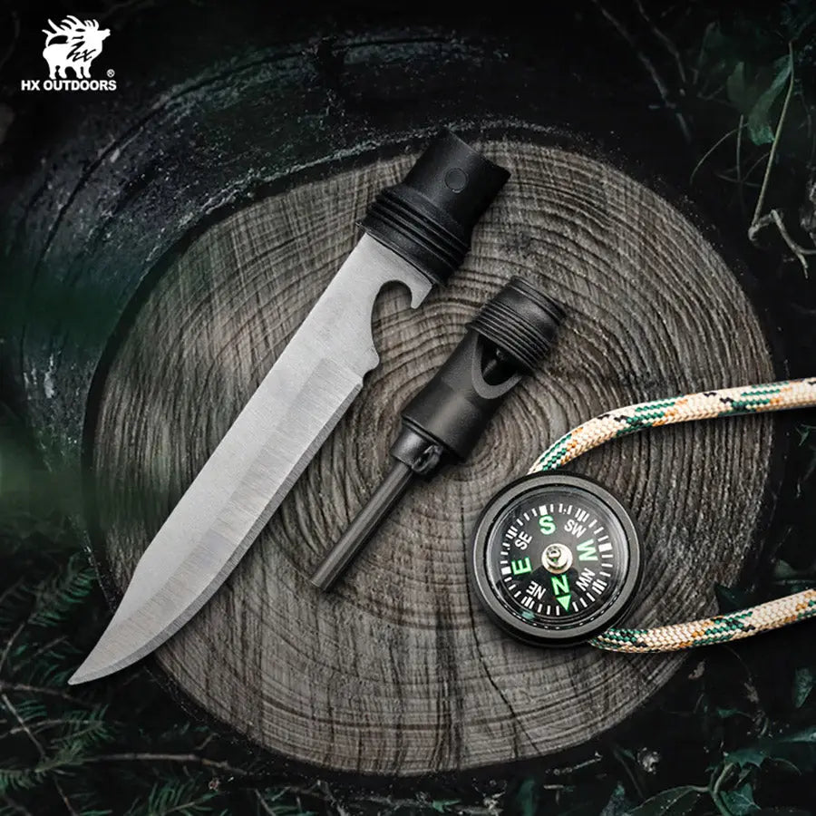 Shovel HX OUTDOORS RADIANTX Shovel Set with Hoe, Saw, Knife, Bottle Opener, Fire Starter Aluminum Handle (18.50" 440 Stainless Steel Head) GBC-62B from HX OUTDOORS