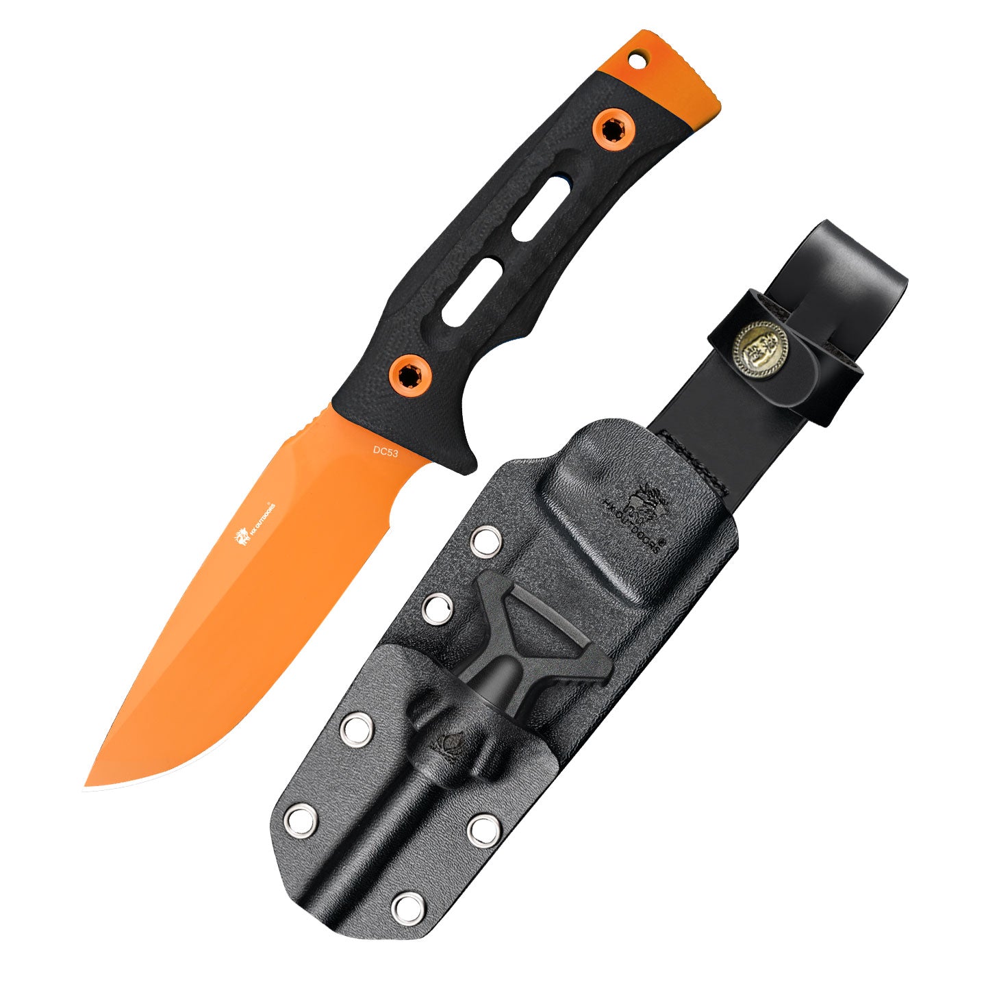 ROCK APEX Fixed Blade | 3.7" Orange DC53 Blade | Black G10 Handle | HX OUTDOORS TD-18C