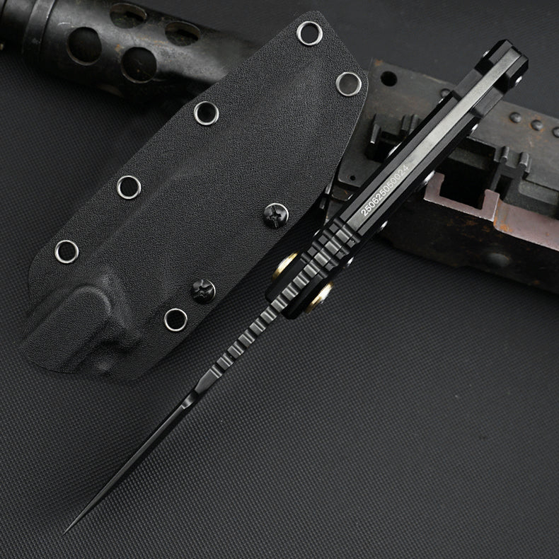 HX OUTDOORS MECHTITAN | Fixed Blade | 3.86" DC53 Blade | DLC Coating Carbon Fibe Handle | D-220DLC MECHTITAN