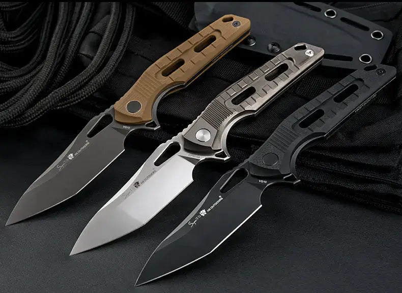 ROCK BASALT VG10 Fixed Blade | Black G10 EDC Camping Knife – HX