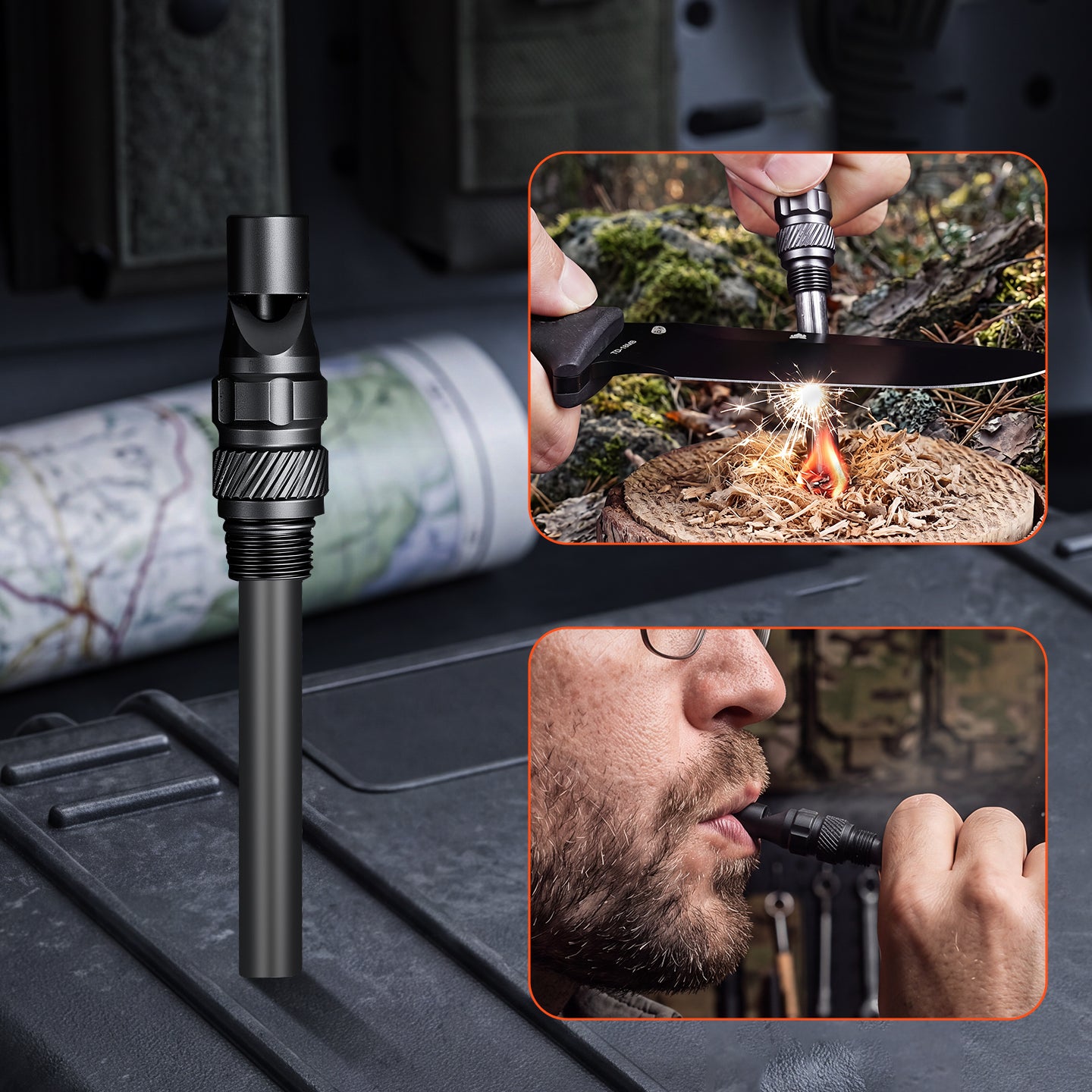 ROCK APEX Fixed Blade | 3.7" DC53 Blade | G10 Handle | Tactical Flashlight Set | HX OUTDOORS TD-18MB