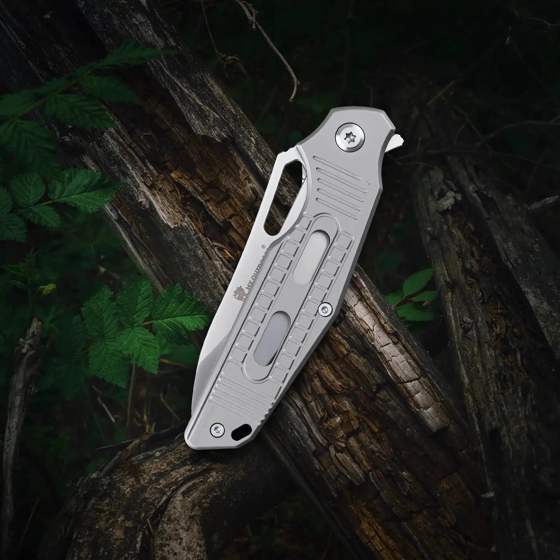 HX OUTDOORS ROCK FLUORITE | Pocket Knife | Liner Lock | 2.95" D2 Blade | Silver Titanium Handle | TD-15T ROCK FLUORITE