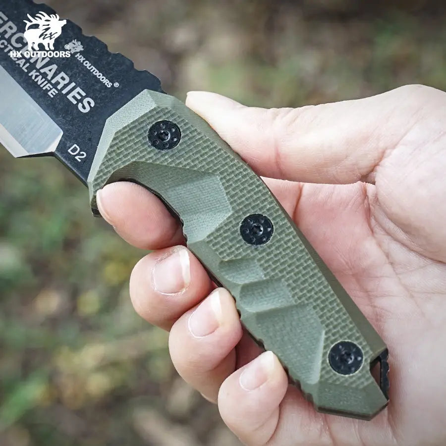 Fixed Blade HX OUTDOORS M.E. 2.8" D2 Brown G10 Handle Mini Mercenary Tanto Full Tang Fixed Blade Knife for Camping Hunting Adventure Survival Gifts D-170 from HX OUTDOORS
