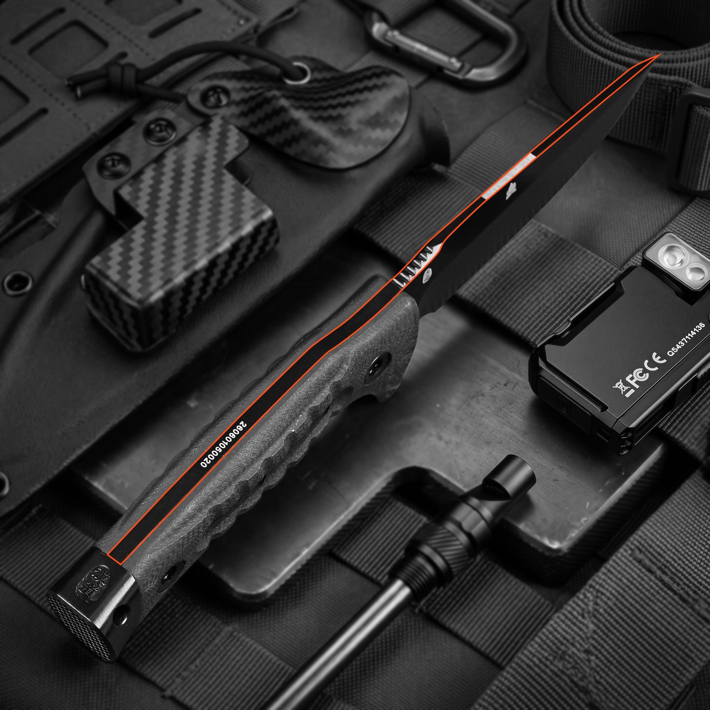 ROCK APEX Fixed Blade | 3.7" DC53 Blade | G10 Handle | Tactical Flashlight Set | HX OUTDOORS TD-18MB