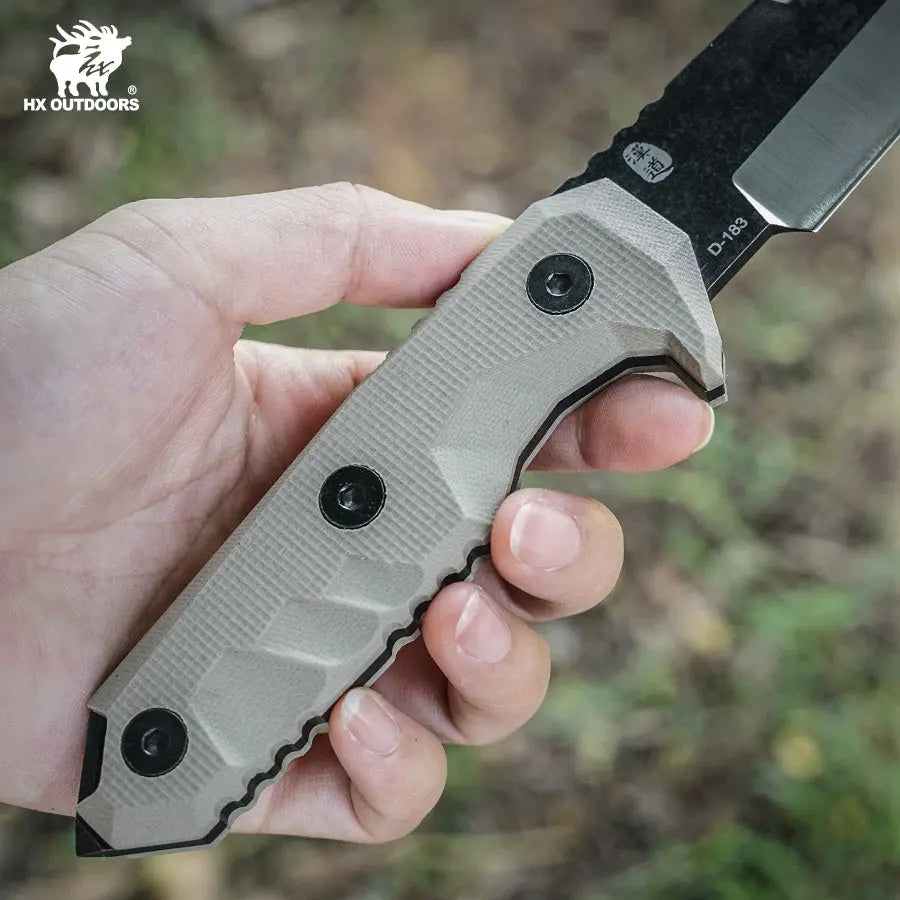 Fixed Blade HX OUTDOORS M.E. 3.54" 7Cr17 Brown G10 Handle SNIPERS Tanto Full Tang Fixed Blade Hunting Knife Survival Kit Survival Gear Tactical Gear D-183 from HX OUTDOORS