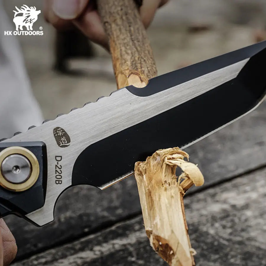 Fixed Blade HX OUTDOORS 3.86" DC53 Black Aluminum Handle MECHTITAN Fixed Blade Knife Sharp Camping Survival Hiking Knives D-220B from HX OUTDOORS