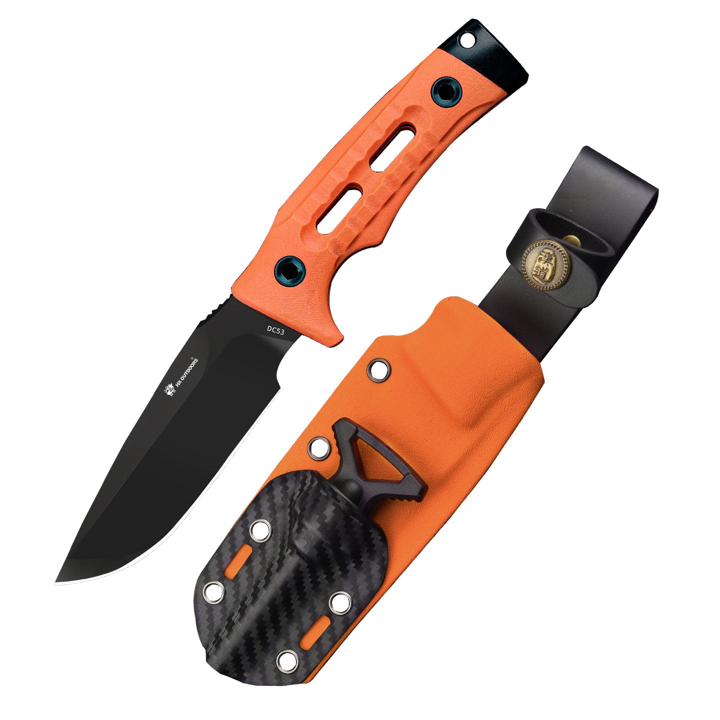 ROCK APEX Fixed Blade | 3.7" DC53 Blade | Orange G10 Handle | HX OUTDOORS TD-18CE