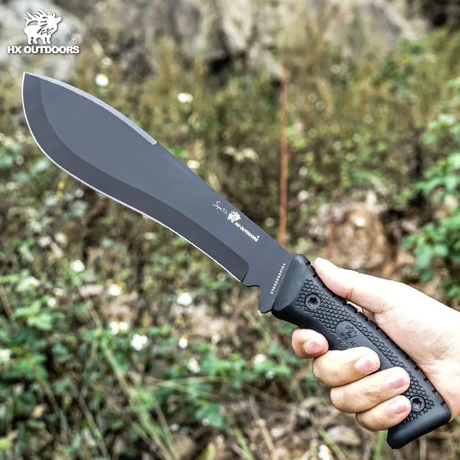 Bush Tool HX OUTDOORS 8.27" D2 Black Rubberized Handle CHEVALIER Bush Tool Fixed Blade Knife Wilderness Survival TD-02 from HX OUTDOORS