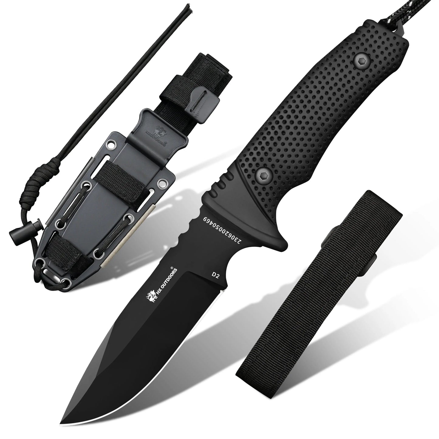 Fixed Blade HX OUTDOORS 3.86" D2 Black Rubber Non-Slip Handle Best EDC The PATHFINDER Survival Fixed Blade Knife D-171 from HX OUTDOORS