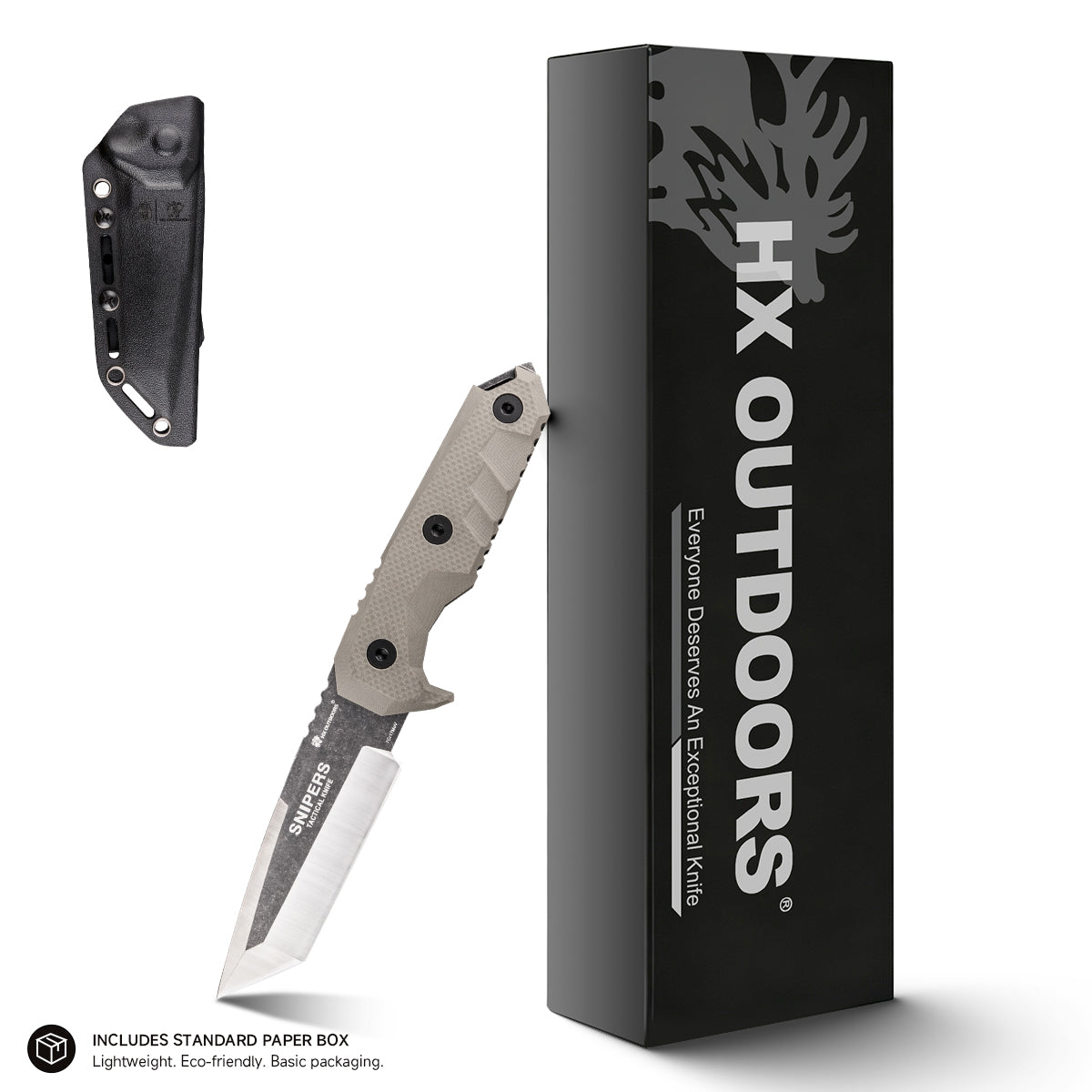HX OUTDOORS SNIPERS | Lame fixe | Lame 7Cr17 de 9,7 cm | Manche en G10 marron | D-183