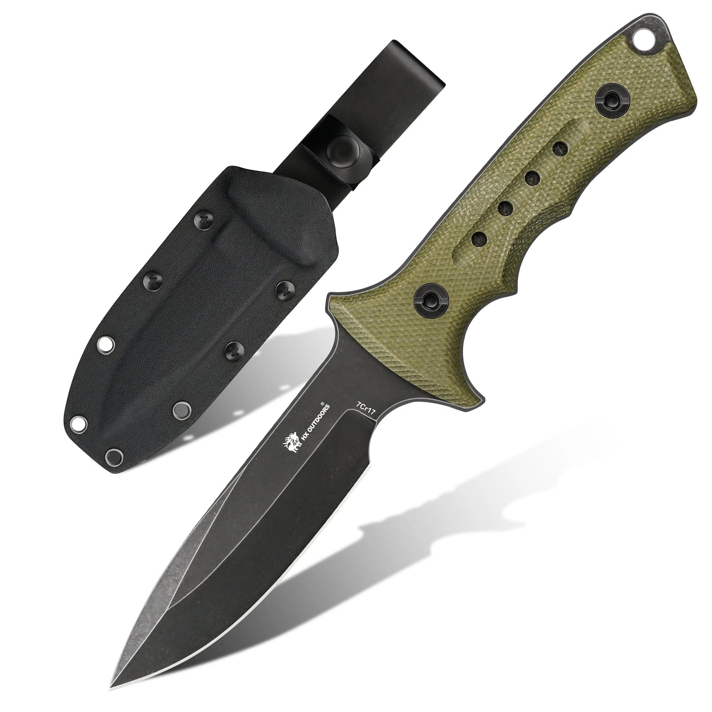 Fixed Blade HX OUTDOORS 3.85" 7CR17 Green Linen Handle Best EDC Ranger Tactical Fixed Blade Knife Good for Carving Hunting Camping Fishing Survival Outdoor D-223A from HX OUTDOORS