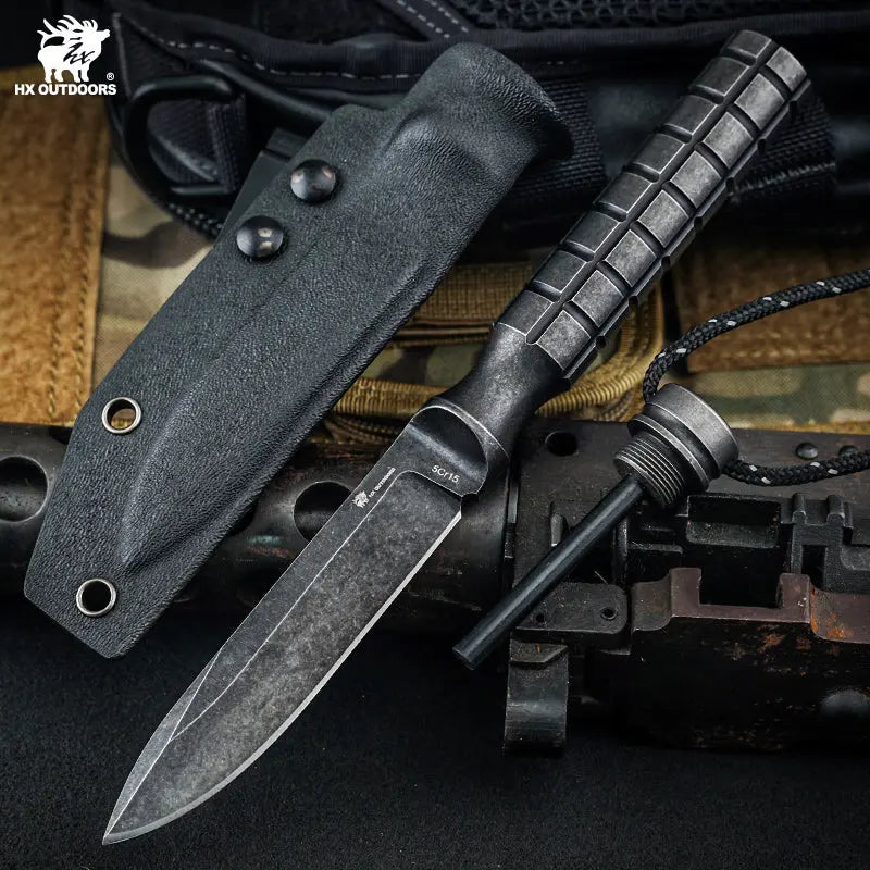 Fixed Blade HX OUTDOORS 3.86" 5CR15 Integral Steel CAVALRY Tactial Fixed Blade Knife Hunting Adventure Survival and EDC Tool D-280 from HX OUTDOORS